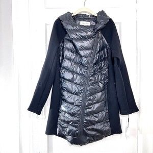 Calvin Klein Down Jacket Women Large Stretch Feather Panels Hooded Winter Parka